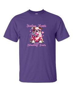 Sassy Bulldog Valentines Cotton T-shirt