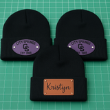 Leather Patch Beanie (Custom)