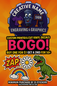 BOGO DEAL 3" printed & cut vinyl decals